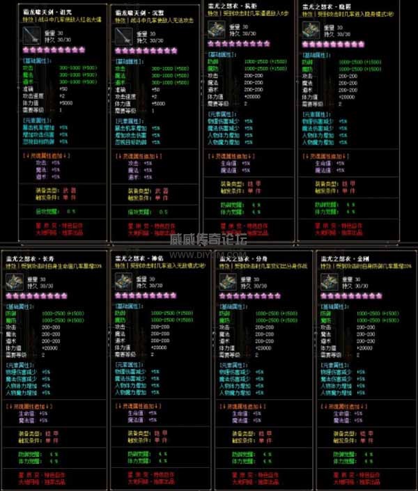 武侠传奇版本装备属性系统
